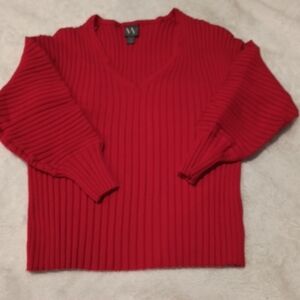 Elegant Red V-Neck Sweater by [Brand]